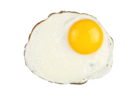 fried egg on white background