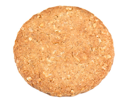 single oatmeal cookie on white