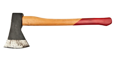 old ax on white background