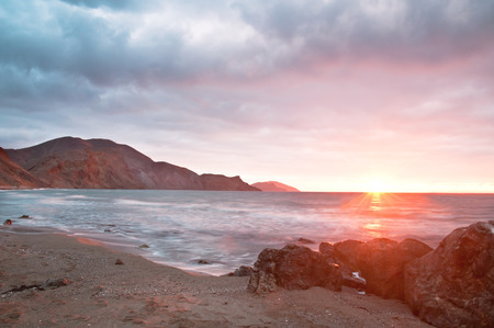 sunrise over the sea in summerの写真素材