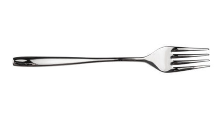 silver fork on white background