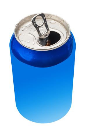 open aluminum can on white backgroundの写真素材
