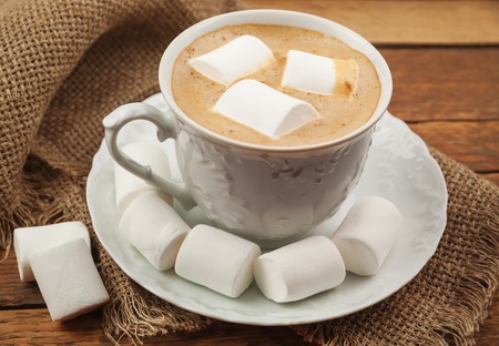 marshmallow in the cup of coffeeの写真素材