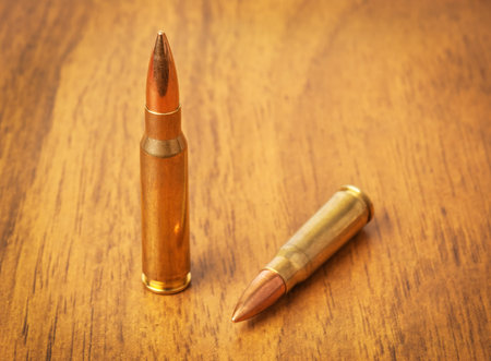 ammunition (cartridges and bullets) on the table