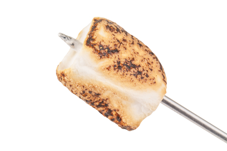 sweet grilled marshmallow on white backgroundの写真素材