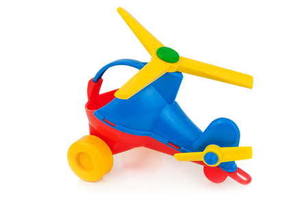 plastic toy (helicopter) on white backgroundの写真素材