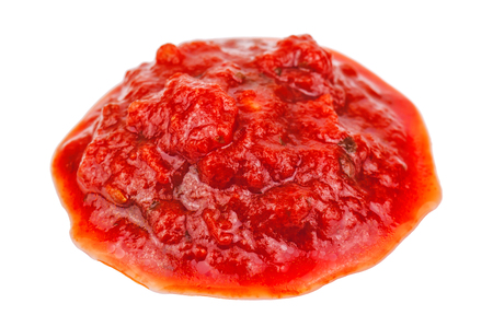 red tomato sauce isolated on whiteの写真素材