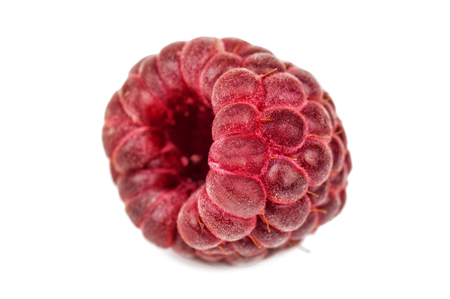 ripe sweet raspberry isolated on whiteの写真素材