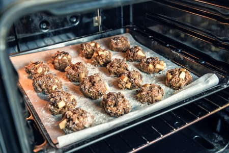 delicious handmade oatmeal cookie in ovensの写真素材