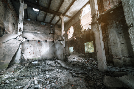 the ruins of old abandoned factoryの写真素材