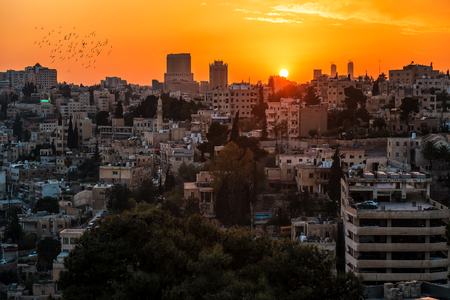 beautiful sunset over the Amman city. Jordanの写真素材