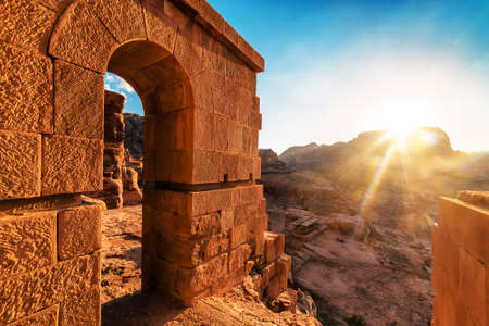 Ancient city Petra on sunset or sunrise. Jordanの写真素材