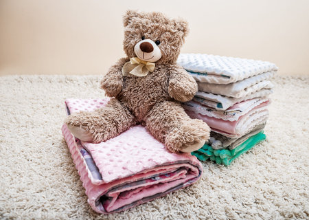 soft children blankets and teddy bear