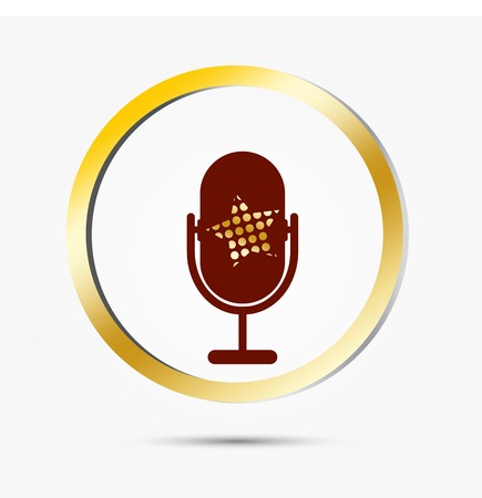 The icon with a vintage microphone and a gold star,For use in web design or printingのイラスト素材
