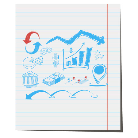 The symbols on the business theme with hand-drawn design for in articles about businessのイラスト素材