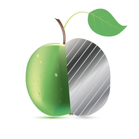 Fresh green Apple with metal inside,for the design of drugsのイラスト素材
