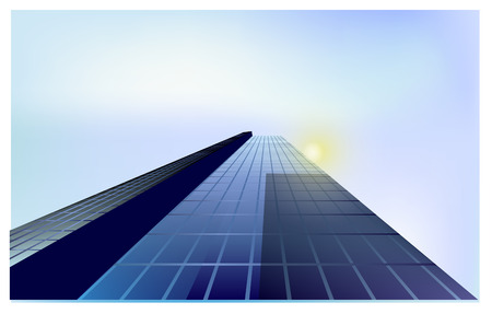 Glass skyscraper vector with the glare of the sun,for design in business projectsのイラスト素材