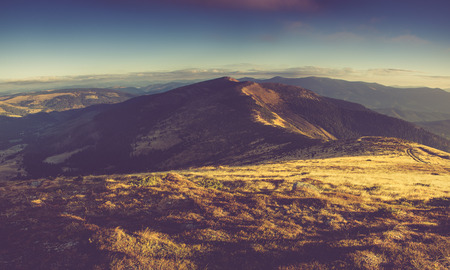 Panoramic mountain landscape in morning.の写真素材