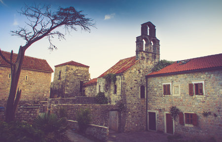 View of the old town of Budva in summertime. Montenegro.