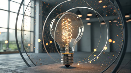 Glass glowing lightbulb with DNA sign inside. 3D renderingの素材