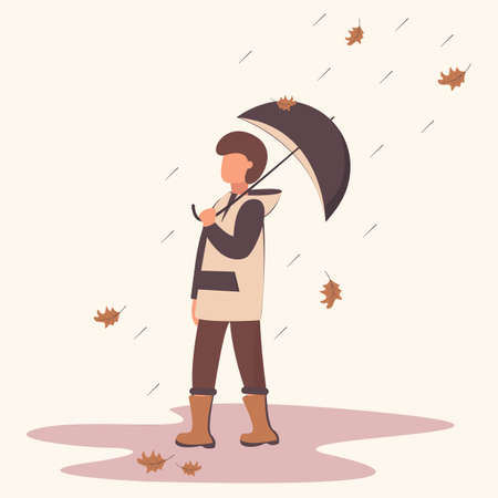 Person With Umbrella. Autumn Stock Vectorのイラスト素材
