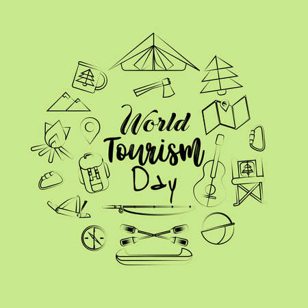 Vector illustration of the World Tourism Day.のイラスト素材