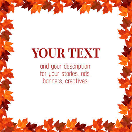 Frame of autumn branches. Vector wreath for autumn designs, autumn cafes, menus, banner ad, storiesのイラスト素材