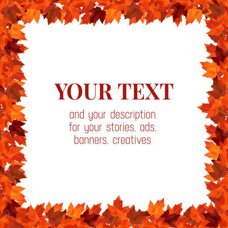 Frame of autumn branches. Vector wreath for autumn designs, autumn cafes, menus, banner ad, storiesのイラスト素材