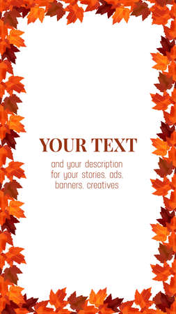 Frame of autumn branches. Vector wreath for autumn designs, autumn cafes, menus, banner ad, storiesのイラスト素材
