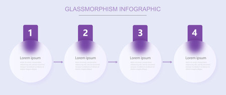 Infographics for 4 options, vector design with realistic frosted glass. Glassmorphism effectのイラスト素材