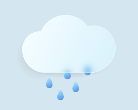 Transparent glass vector icons design. Icon with raindrops and cloud in glassmorphism styleのイラスト素材