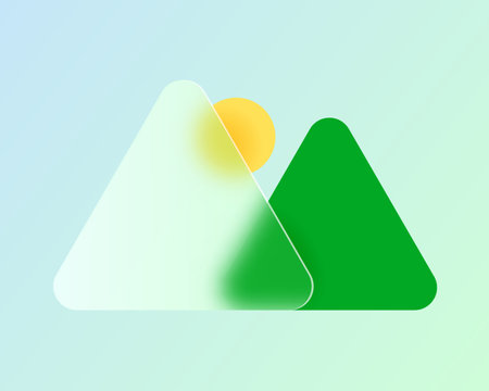 Minimal glass morphism ui icon mountain for website or mobile app. Vectorのイラスト素材