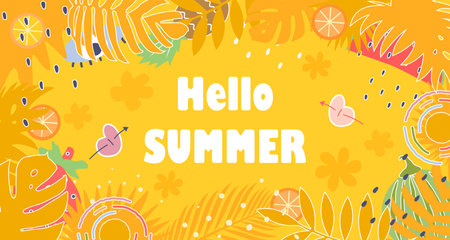 Colorful Summer background layout banners design. Horizontal poster, greeting card, header for website.Summer holiday concept. Vectorのイラスト素材