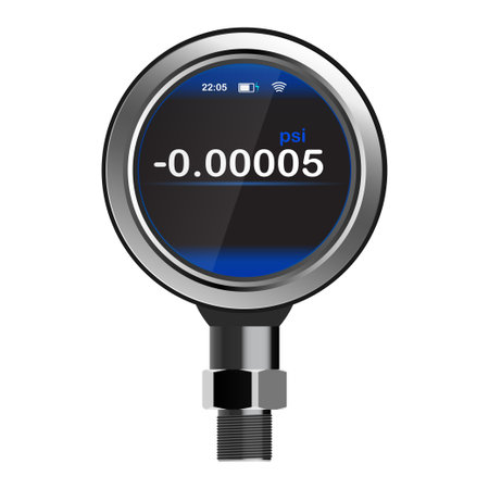 Digital pressure gauge. High measurement accuracy.Realistic image of a pressure gauge on a white background. Vector illustrationのイラスト素材