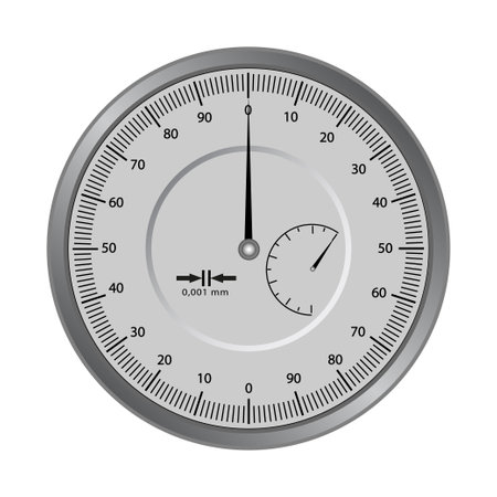 Instrument for various measurements of high precision dial typ.Measuring scale. Clock face on a white background. Vectorのイラスト素材
