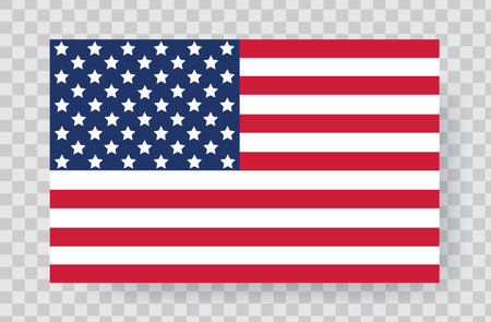 USA flag on transparent background. Isolated United States of America vector flat illustrationのイラスト素材