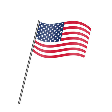Image of the US flag on a metal cane. American flag on a white background. Vector.のイラスト素材