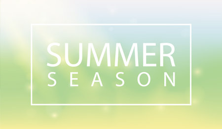 The inscription summer season in a white frame on a gradient background. summer background. Summer time graphic design. vector illustration.のイラスト素材