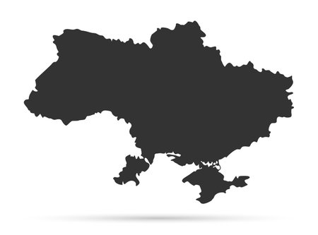 Outline map of Ukraine in black. Map of Ukraine on a white backgroundのイラスト素材