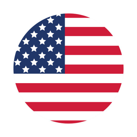 American flag in a circle on a white background. America flag sticker. Vectorのイラスト素材