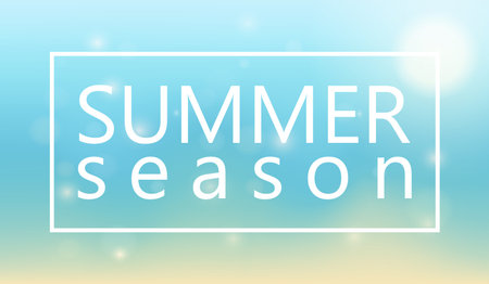 Summer horizontal background with the inscription summer season. Sun glare. Blurred vector backgroundのイラスト素材