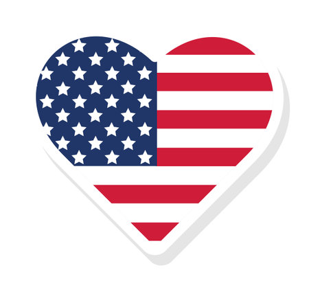 Flag of the United States of America in the form of a heart on a white background. Vectorのイラスト素材