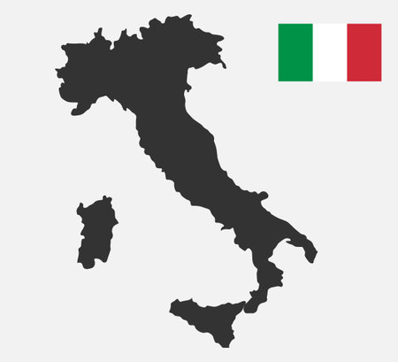 Map of Italy in black on a white background. Italy vector mapのイラスト素材