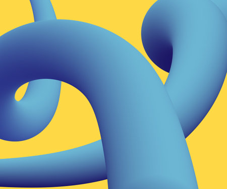 Futuristic backgrounds with dynamic 3d curve shapes on a yellow background. Abstract cover templates set with blue gradient lines.Vectorのイラスト素材