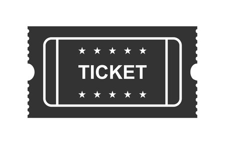 ticket icon vector illustration in the flat style. Retro ticket stub on a white background. Vector black ticketのイラスト素材