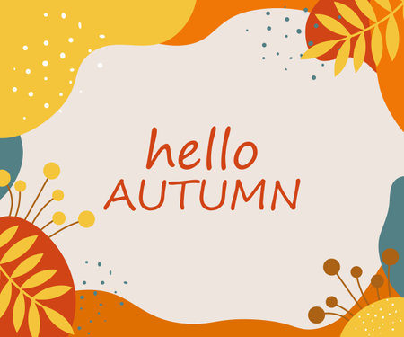 Hello autumn. Abstract autumn background with text.Design elements. Vector illustration.のイラスト素材
