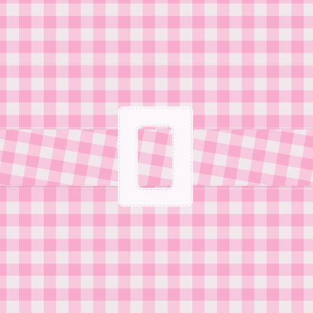 Pink checkered pattern for clothes with a white belt. Pattern for doll dress. Vector graphic texture for dress, cloth fashion fabric print.のイラスト素材
