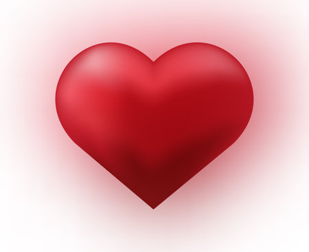 Red voluminous heart on a white background. Gradient heart with blurred background. Vectorのイラスト素材