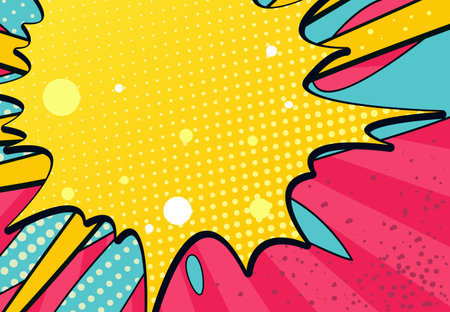 Retro comic book, blank speech blot on a colorful background with halftones. Pop art style, vintage. Vectorのイラスト素材