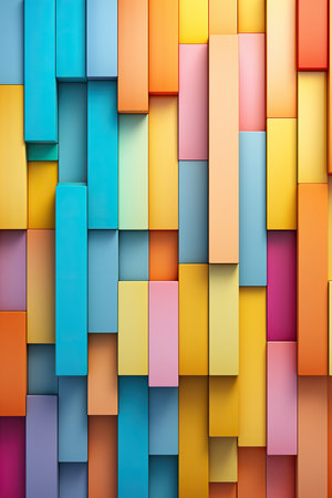 Abstract background from many colorful pieces of wood. Vertical background.の素材